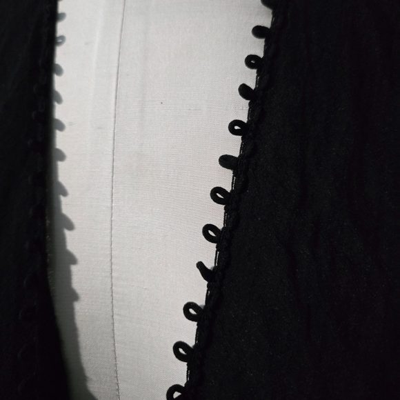 Nordstrom Treasure & Bond Lace Trim Ruana Open Front Wrap Kimono Coverup Black - Picture 4 of 9